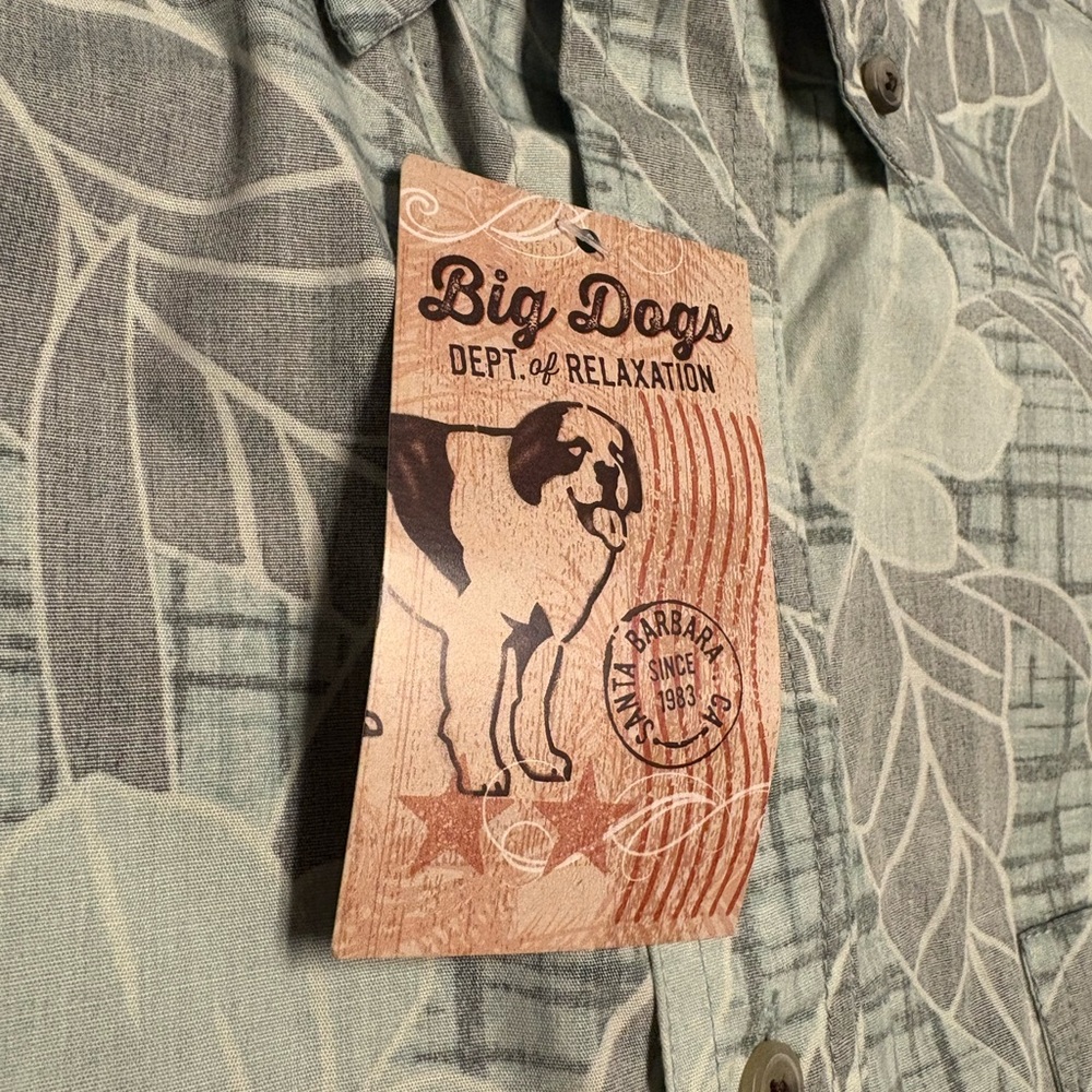 Big Dogs Mens100% Cotton Button Front Short Sleeve Dog Beachy Shirt Size S (NWT) - Picture 3 of 6